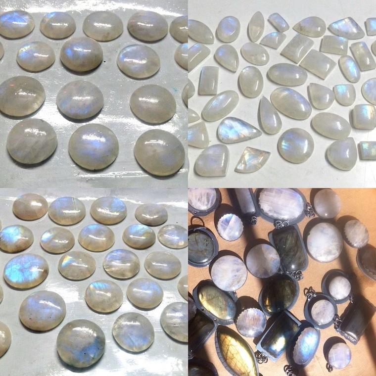 round moonstone crystals in making large round moonstone cabochons made by artists