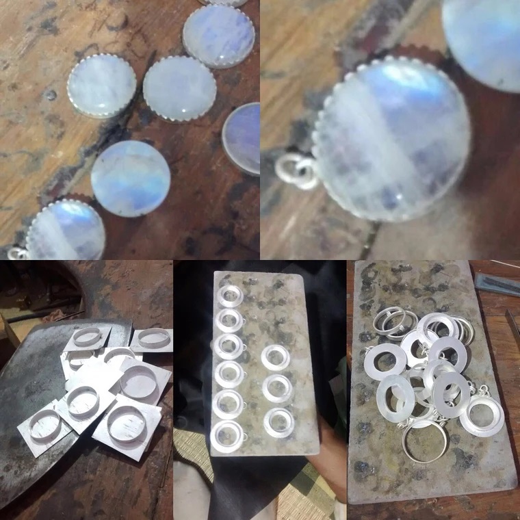 handcraft Moonstone jewelry designs by earth karma Natural rainbow moonstone crystals jewelry in making